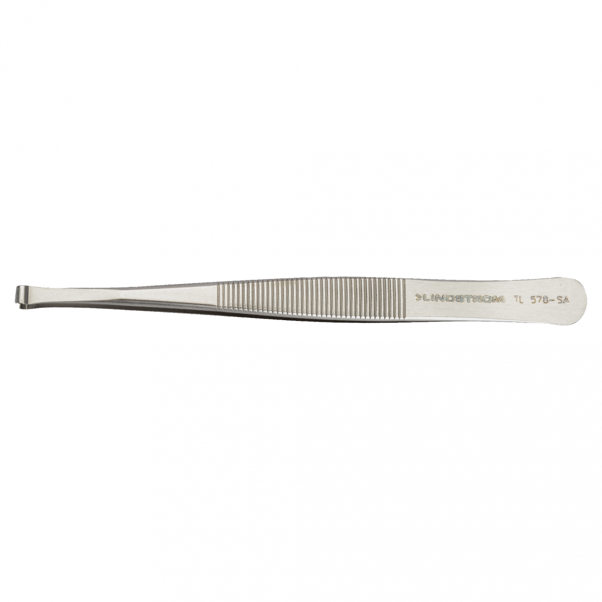 Lindström 不鏽鋼元件定位鑷子 578 型，帶鋸齒狀手柄和凹槽尖端，適用於 2 mm 圓柱形設備 TL578-SA - 商品圖 2